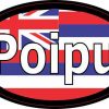 Oval Hawaii Flag Poipu Sticker