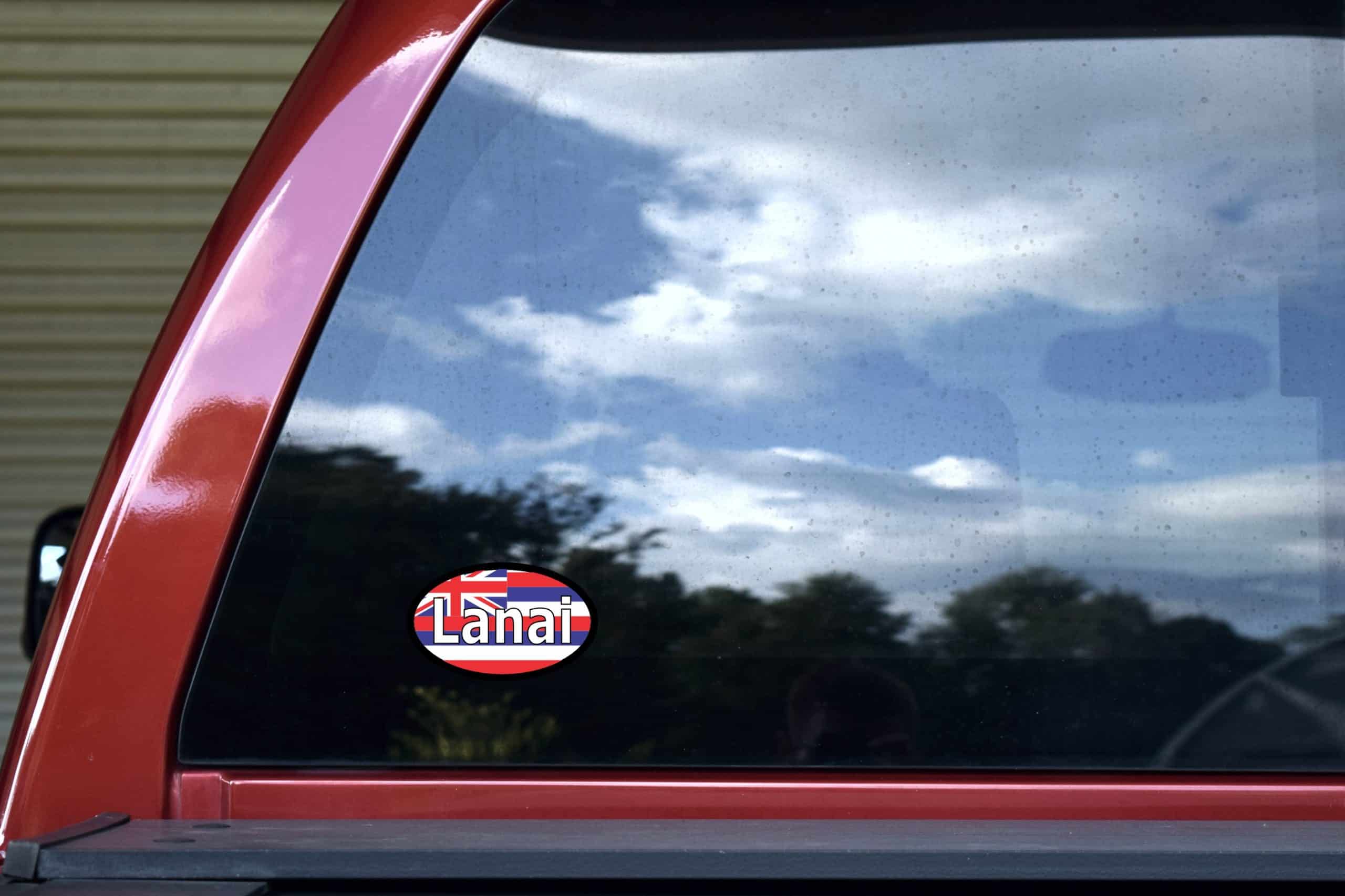 4in x 2.5in Oval Hawaii Flag Lanai Sticker - Image 5