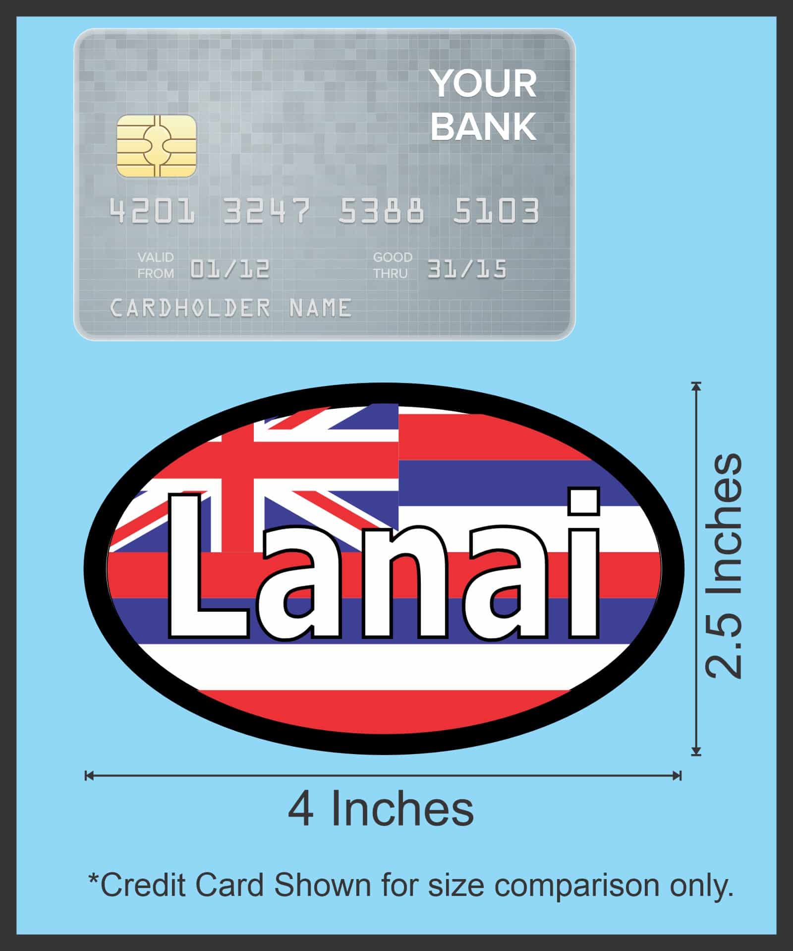 4in x 2.5in Oval Hawaii Flag Lanai Sticker - Image 6