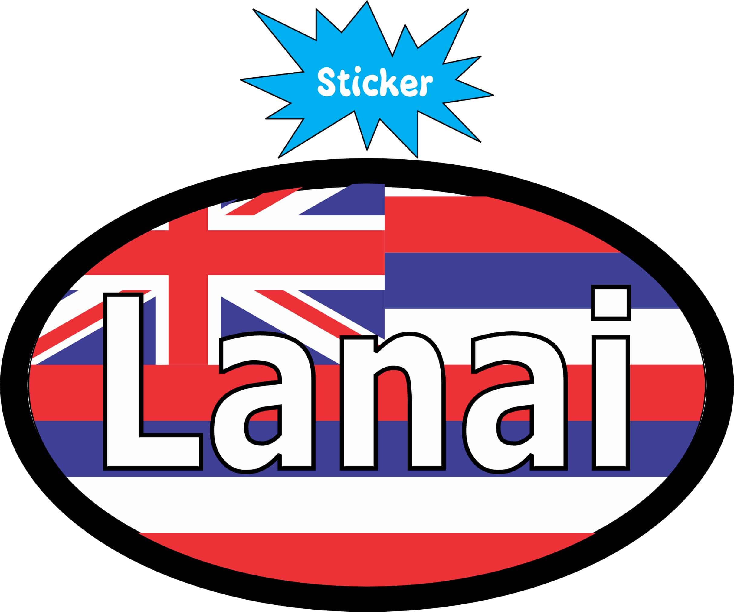4in x 2.5in Oval Hawaii Flag Lanai Sticker - Image 2