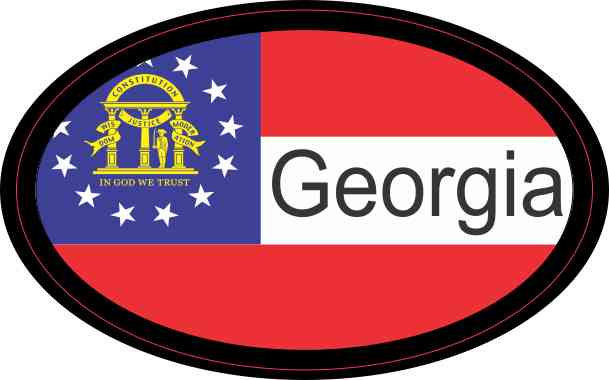 Flag Oval Georgia Sticker