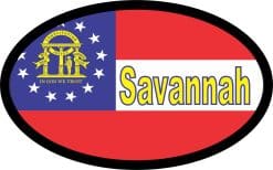 4in x 2.5in Oval Georgia Flag Savannah Sticker