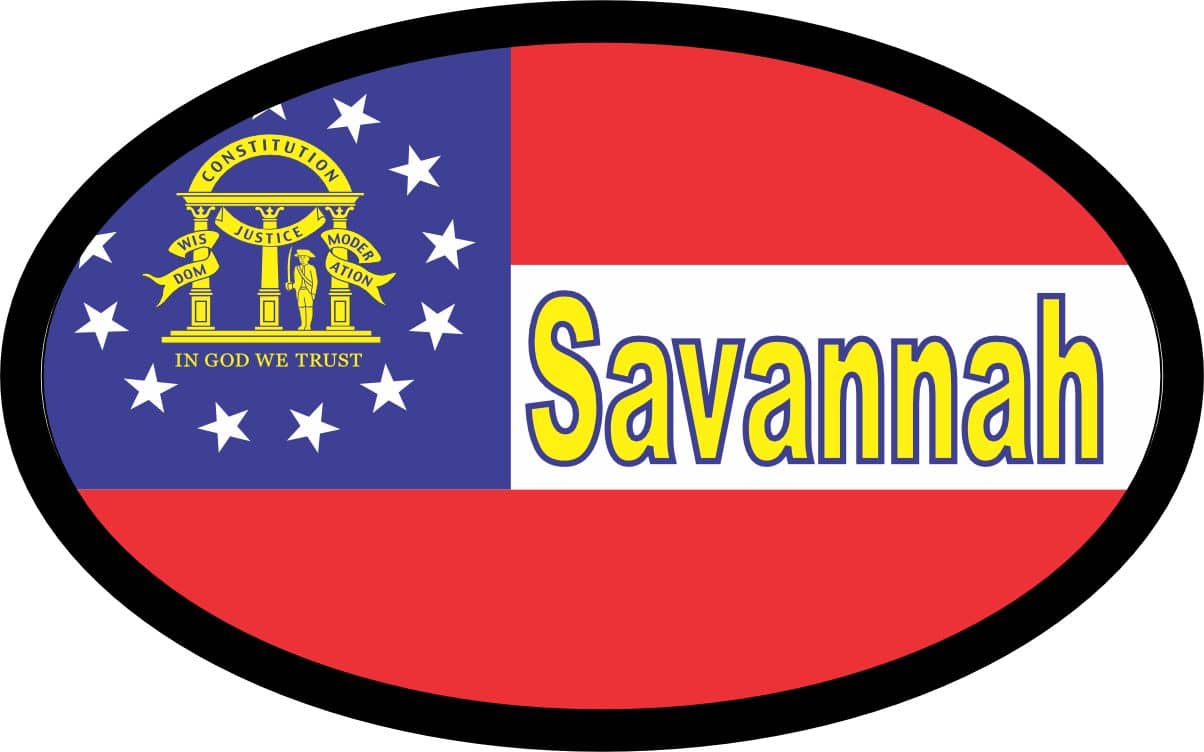 4in x 2.5in Oval Georgia Flag Savannah Sticker