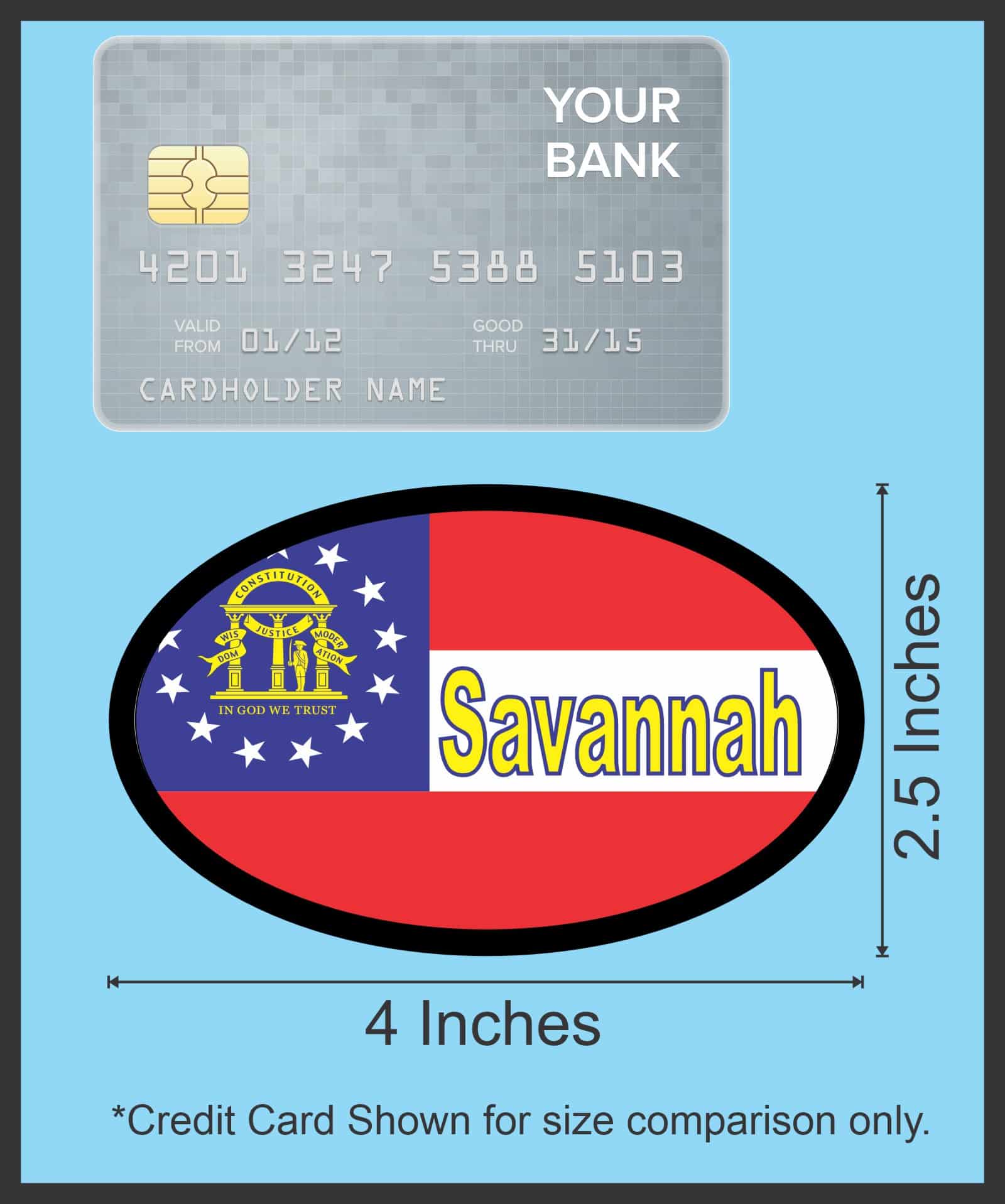 4in x 2.5in Oval Georgia Flag Savannah Sticker - Image 7