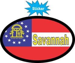 Alternative view of 4in x 2.5in Oval Georgia Flag Savannah Sticker