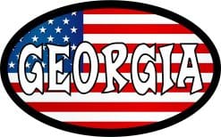 4in x 2.5in Oval American Flag Georgia Sticker