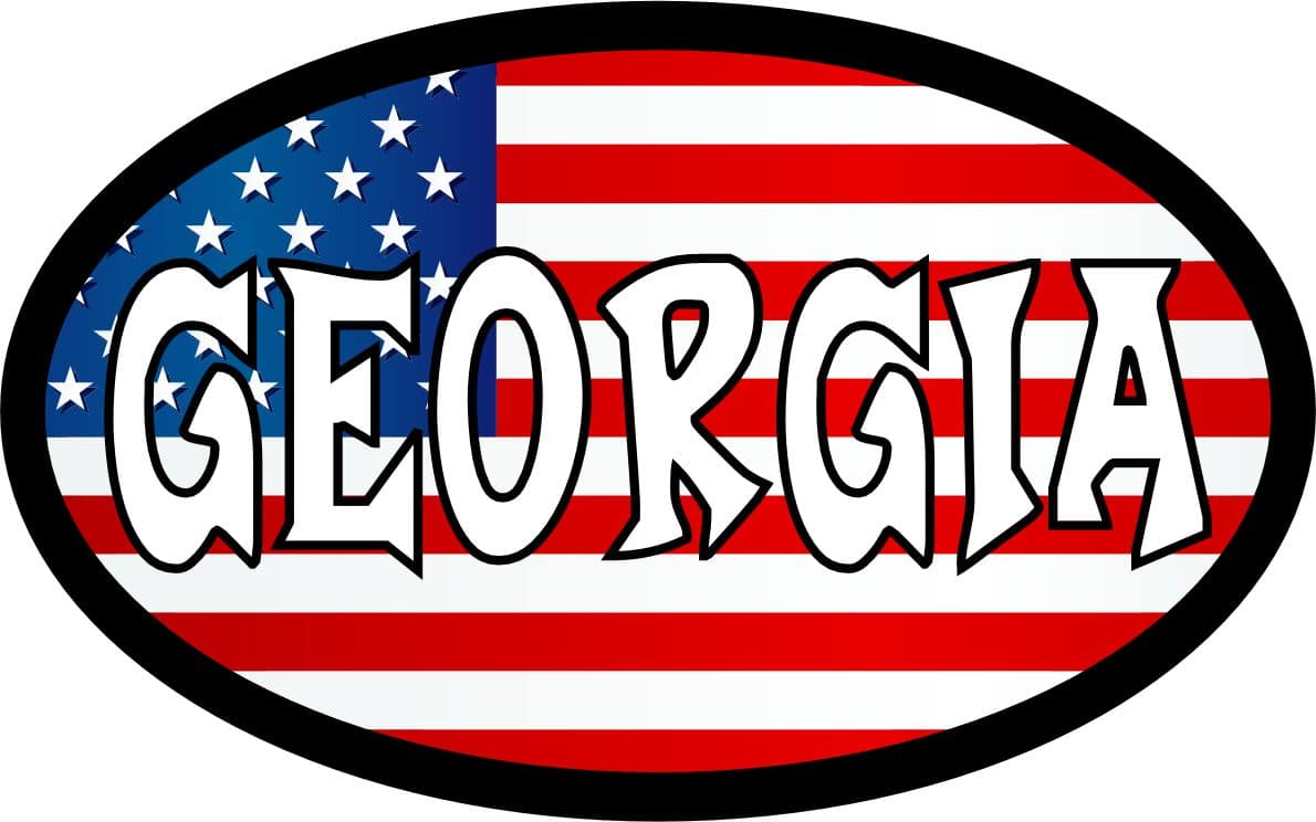 4in x 2.5in Oval American Flag Georgia Sticker