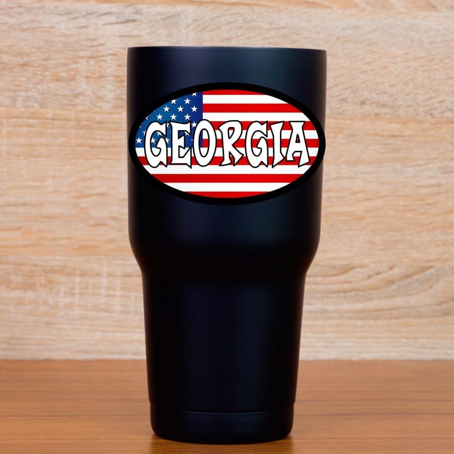 4in x 2.5in Oval American Flag Georgia Sticker - Image 4