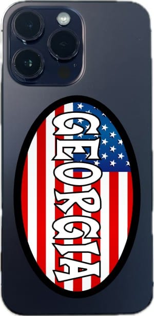 4in x 2.5in Oval American Flag Georgia Sticker - Image 5