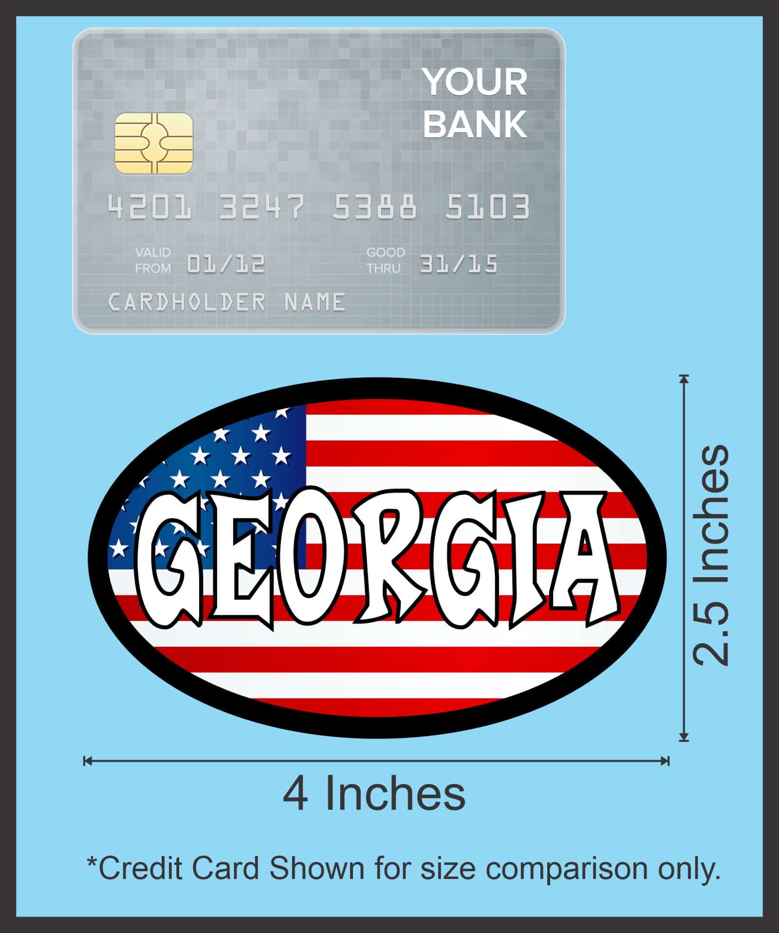 4in x 2.5in Oval American Flag Georgia Sticker - Image 8