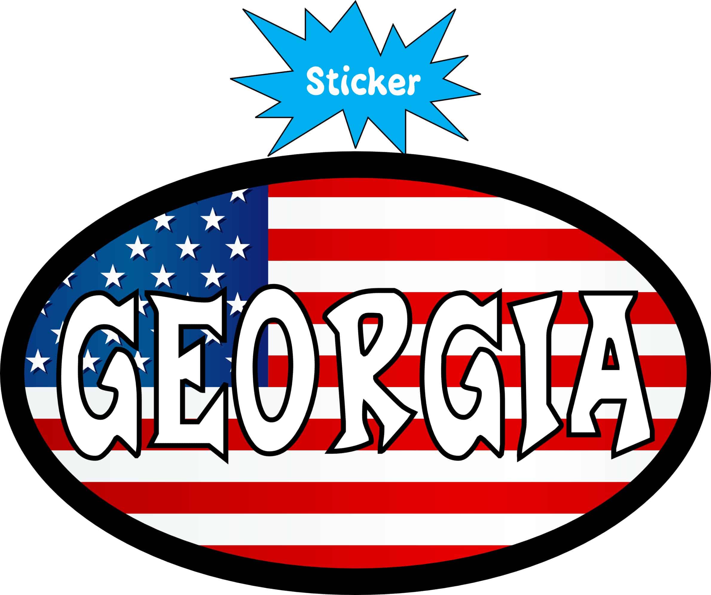 4in x 2.5in Oval American Flag Georgia Sticker - Image 2