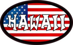 Oval American Flag Hawaii Sticker