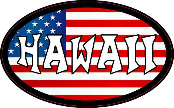Oval American Flag Hawaii Sticker