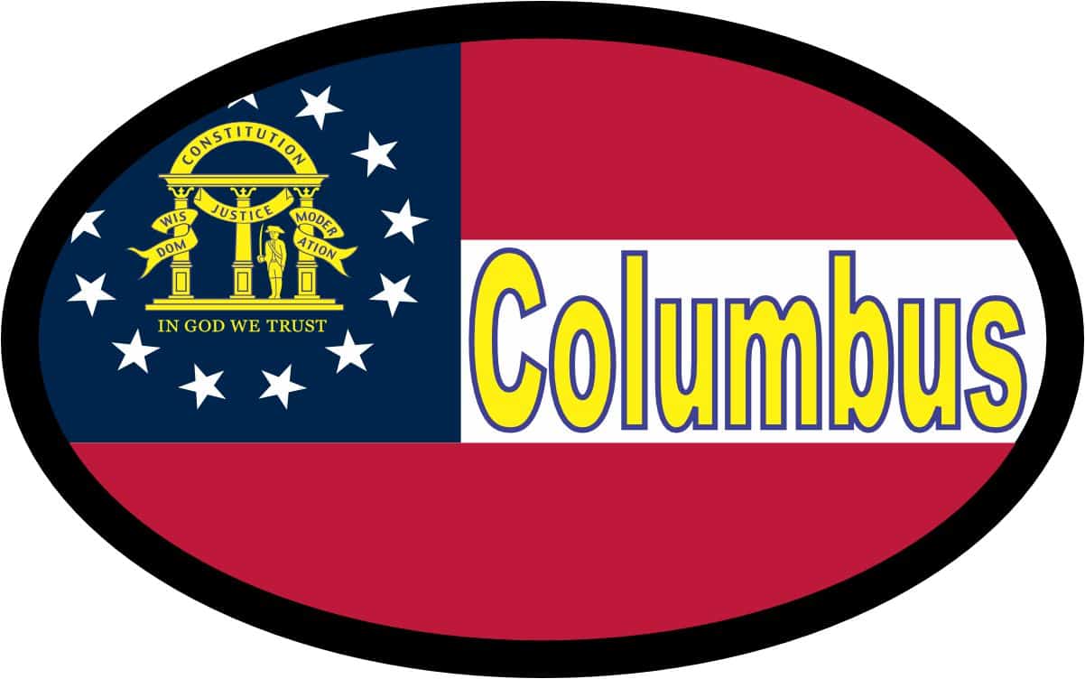 4in x 2.5in Oval Georgia Flag Columbus Sticker