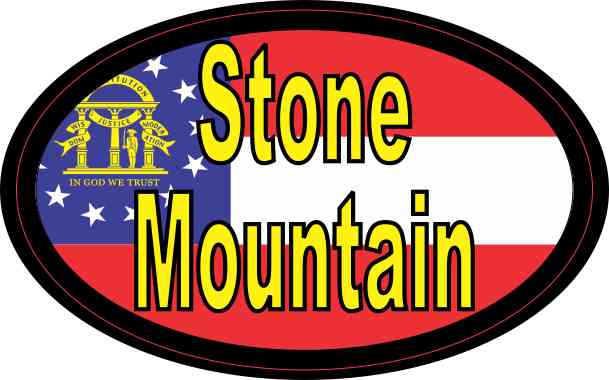 Oval Georgia Flag Stone Mountain Sticker