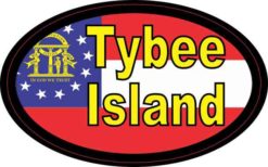 Oval Georgia Flag Tybee Island Sticker