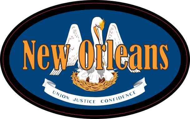 Oval Louisiana Flag New Orleans Sticker