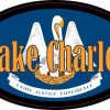 Oval Louisiana Flag Lake Charles Sticker