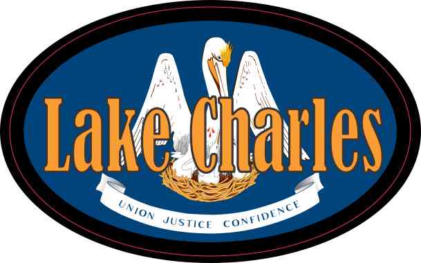 Oval Louisiana Flag Lake Charles Sticker