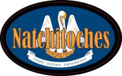 Oval Louisiana Flag Natchitoches Sticker