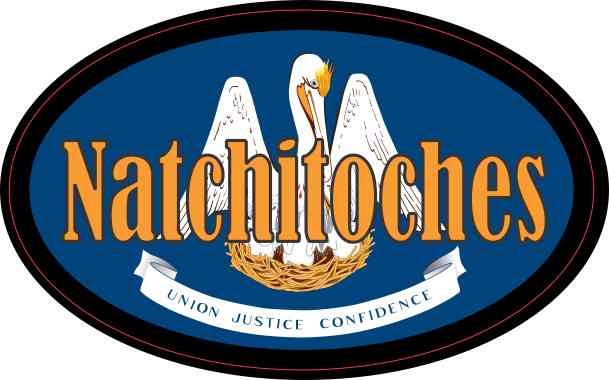 Oval Louisiana Flag Natchitoches Sticker