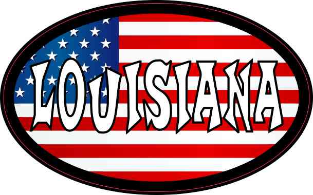 Oval American Flag Louisiana Sticker