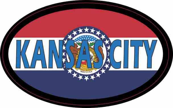 4in x 2.5in Oval Missouri Flag Kansas City Sticker