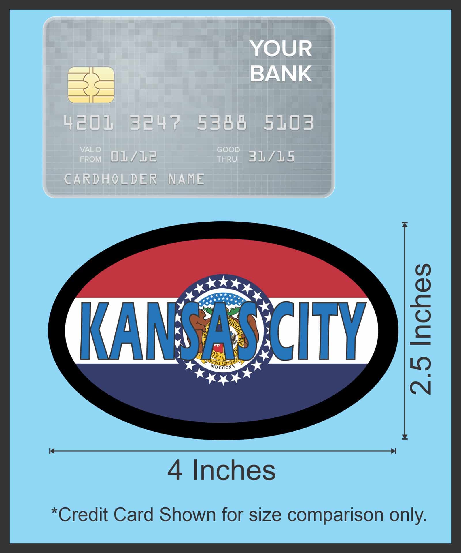 4in x 2.5in Oval Missouri Flag Kansas City Sticker - Image 6