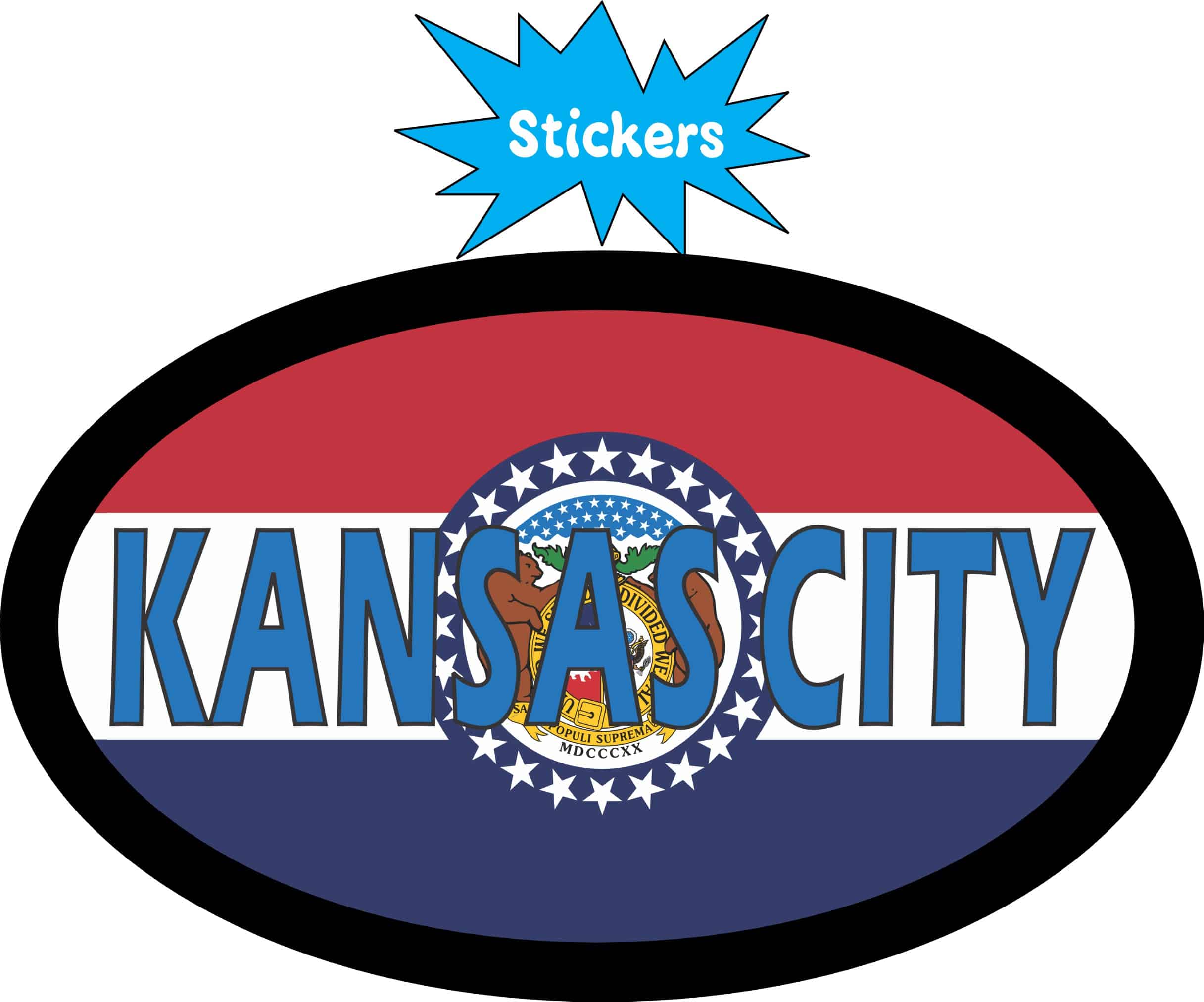 4in x 2.5in Oval Missouri Flag Kansas City Sticker - Image 2