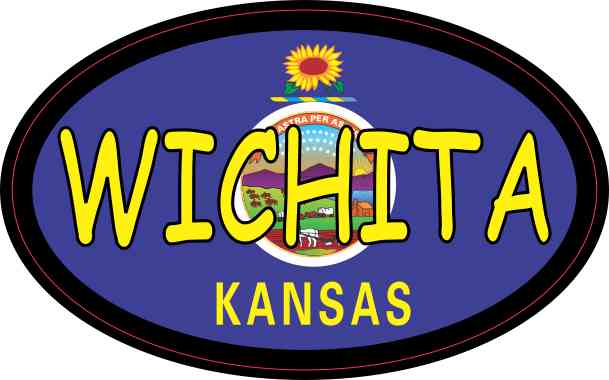Oval Kansas Flag Wichita Sticker