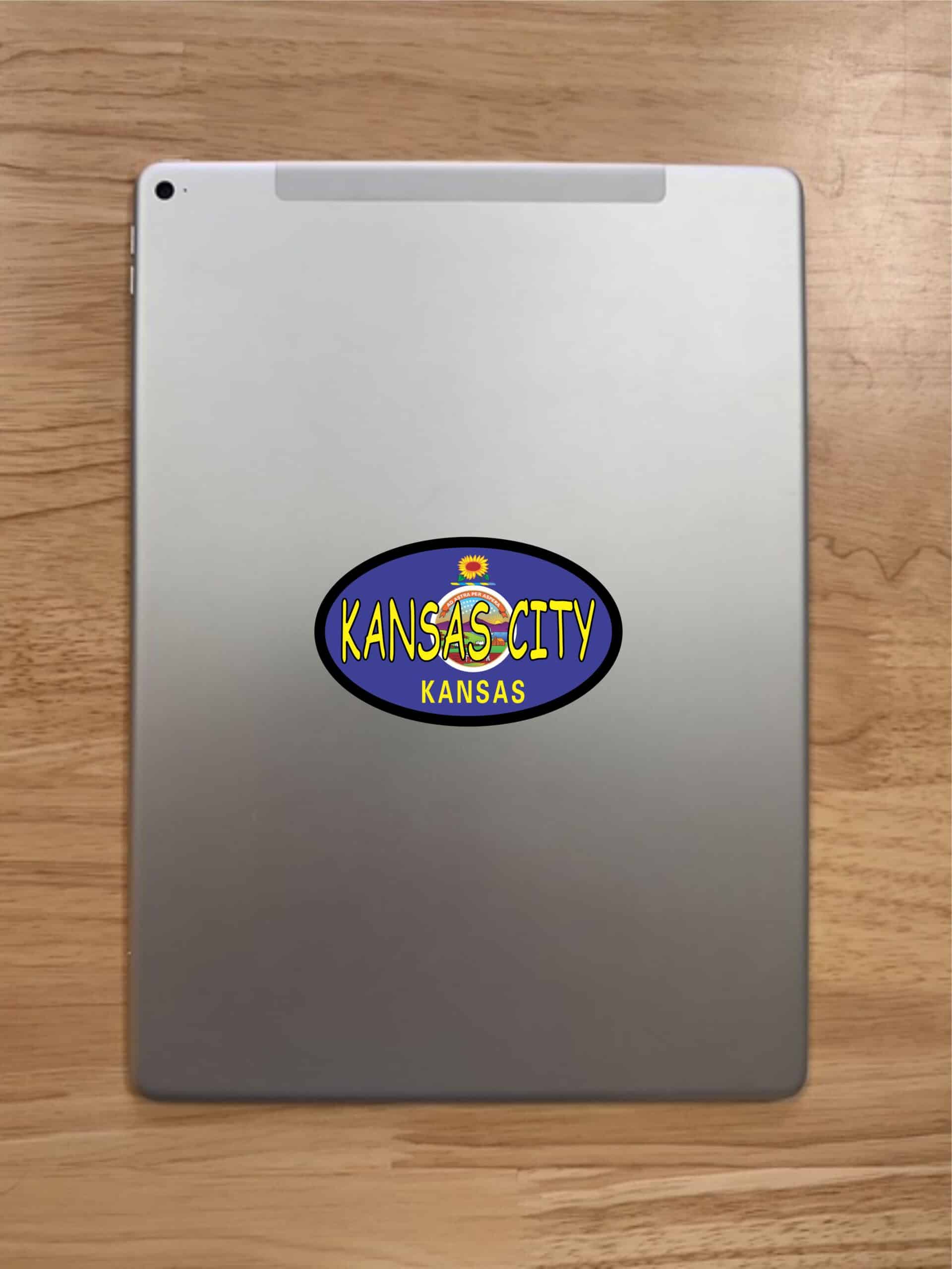 4in x 2.5in Flag Oval Kansas City Sticker