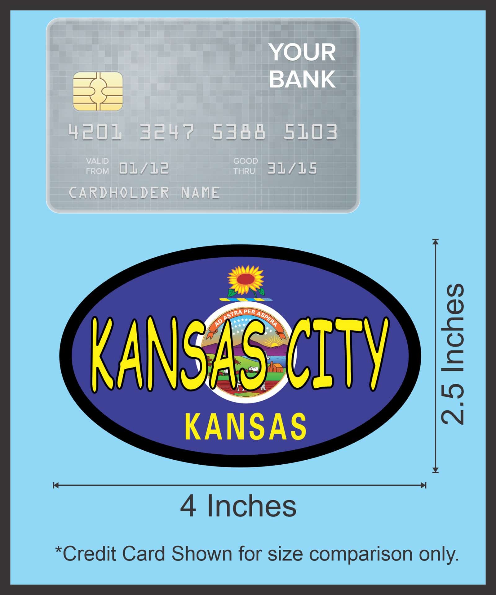 4in x 2.5in Flag Oval Kansas City Sticker