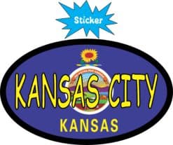 4in x 2.5in Flag Oval Kansas City Sticker