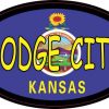 Oval Kansas Flag Dodge City Sticker