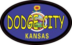 Oval Kansas Flag Dodge City Sticker