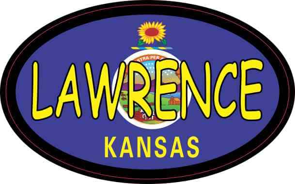 4in x 2.5in Oval Kansas Flag Lawrence Sticker