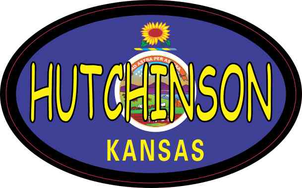 Oval Kansas Flag Hutchinson Sticker