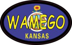Oval Kansas Flag Wamego Sticker