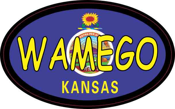 Oval Kansas Flag Wamego Sticker