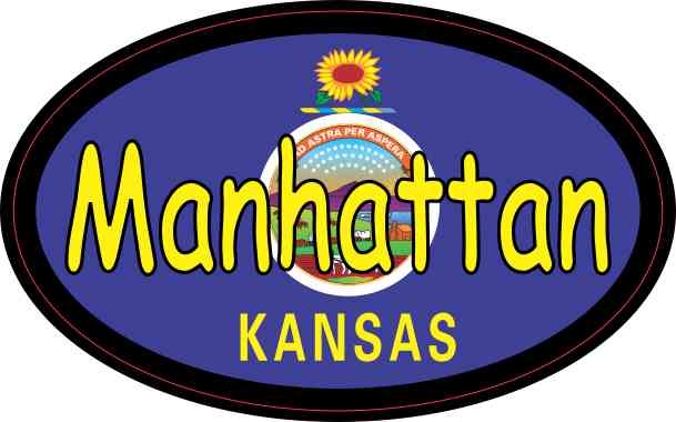 Oval Kansas Flag Manhattan Sticker