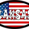 Oval American Flag Kansas Sticker