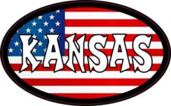 Oval American Flag Kansas Sticker