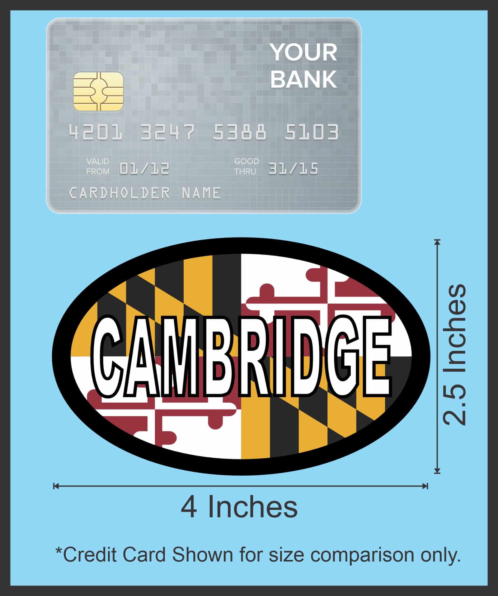 4in x 2.5in Oval Maryland Flag Cambridge Sticker - Image 6