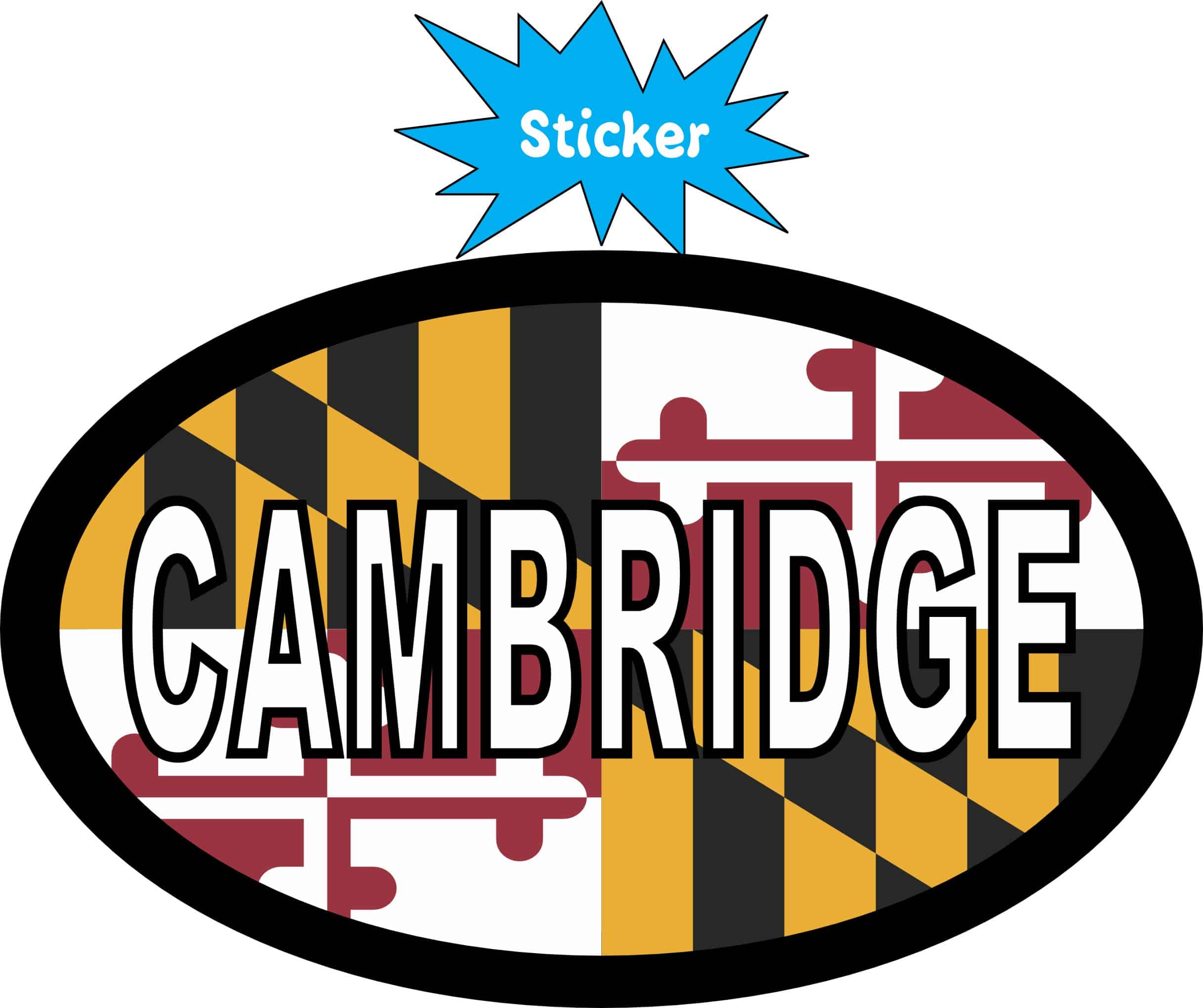 4in x 2.5in Oval Maryland Flag Cambridge Sticker - Image 2