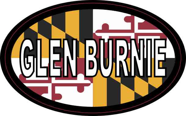 Oval Maryland Flag Glen Burnie Sticker