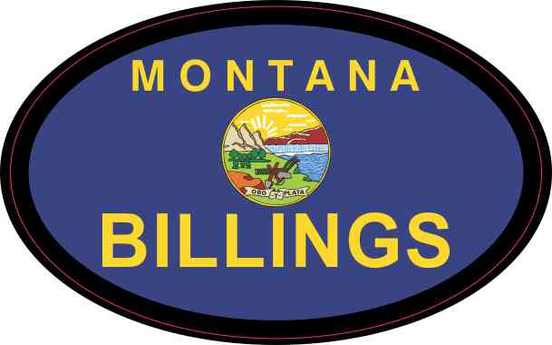 Oval Montana Flag Billings Sticker