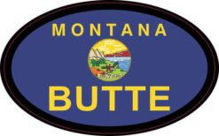 Oval Montana Flag Butte Sticker