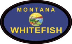 Oval Montana Flag Whitefish Sticker