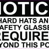 Notice Hard Hats and Safety Glasses Required Sticker