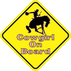 Pink Cowgirl On Board Sticker